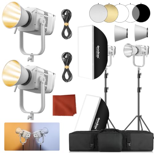 2Pack LE600BI Kit with Softbox Light Stand White