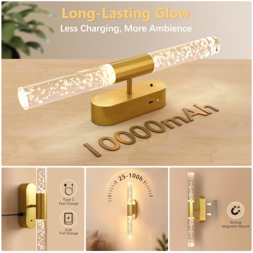 Crystal Battery Operated Wall Sconces Set of 2 for Home Space (2 Count)