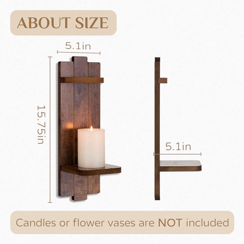Wood Wall Candle Sconces Set of 2 (2 Count)