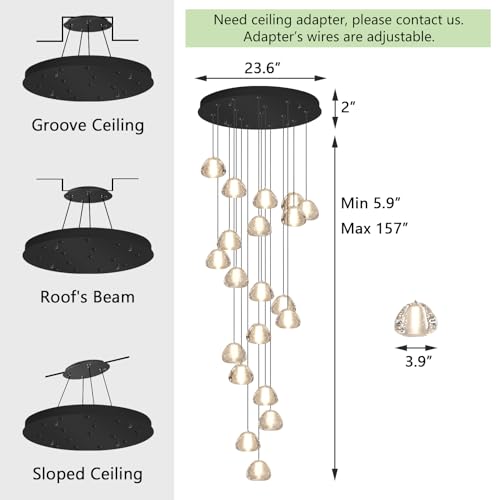 Modern Crystal Chandeliers LED Ceiling Lighting Foyer Large Ceiling Light for Staircase Living Room Hallway Entryway