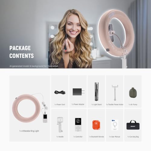14" Inflatable Large Ring Light with Tripod Stand