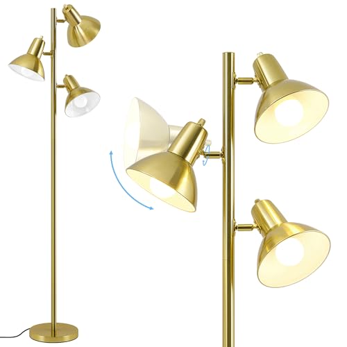 3 Light Floor Lamps for Living Room (Gold)
