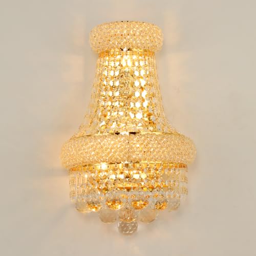 4 Lights Empire Crystal Wall Sconce Light for Living Room