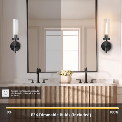 15 in Black Knurled Wall Sconce