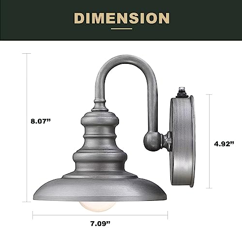 Dusk to Dawn Sensor Outdoor Gooseneck Barn Light Fixture Silver