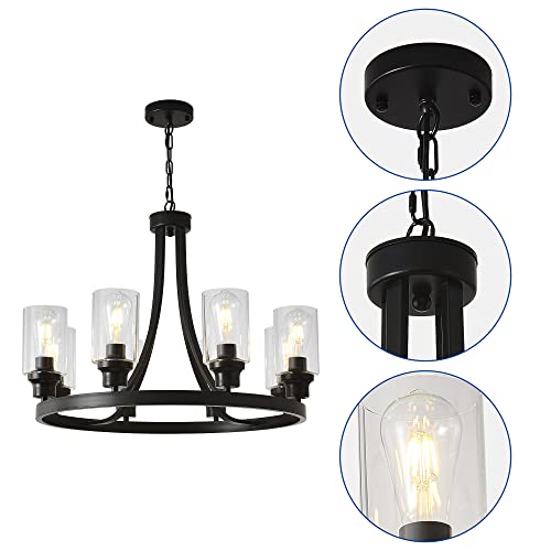 Black Wagon Wheel Chandelier 8 Lights