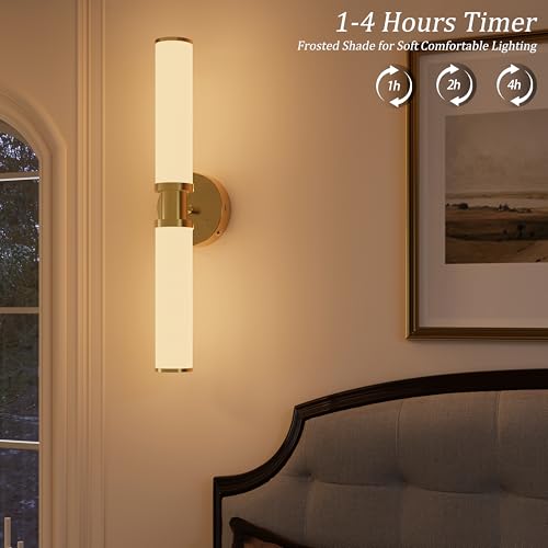 Gold Wireless Battery Operated Wall Sconces with Remote Control