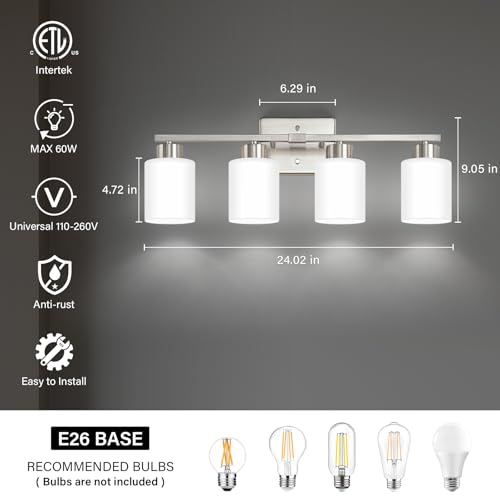 Brushed Nickel Bathroom Light Fixtures Vanity Lights Over Mirror