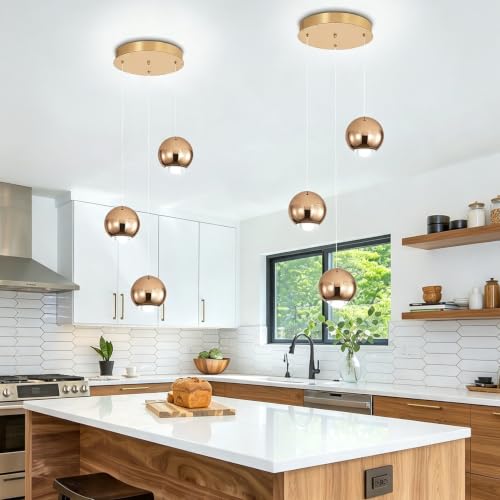 Modern Gold Pendant Light Globe Chandelier for Kitchen Island