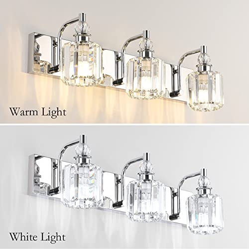 Crystal Vanity Light Fixtures 3 Light Modern Crystal Bathroom Lights Fixtures Over Mirror Stainless Steel Chrome Vanity Light for Bathroom Wall Lights Fixtures