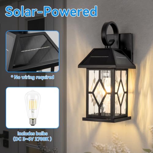 Solar Lights Outdoor (Matte Black (Solar-Powered))