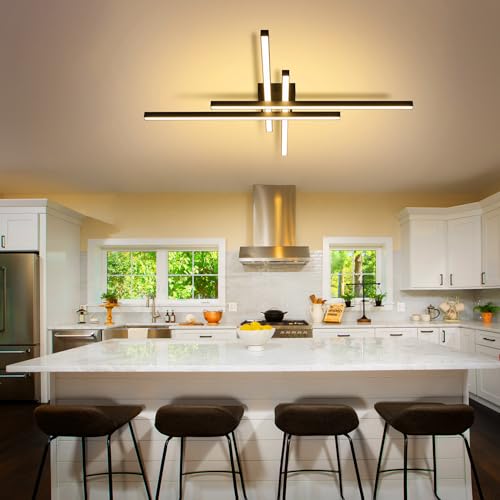43" Black Modern LED Ceiling Light Fixtures With Remote