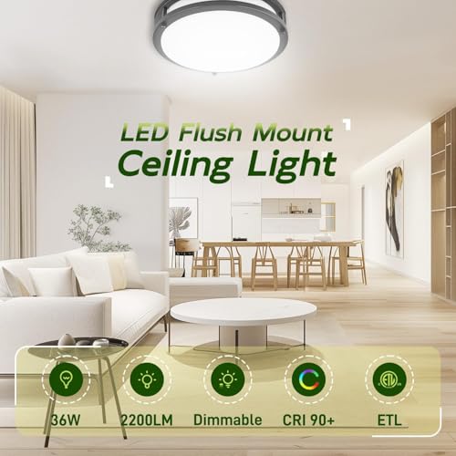 16 inch Dimmable LED Flush Mount Ceiling Light Fixture