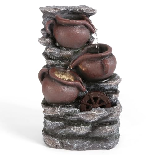 Water Fountain Tabletop Waterfall Fountains Indoor with LED