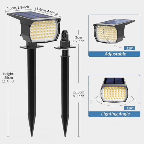 Solar Spot Lights Outdoor Waterproof Spotlight (2 Count)