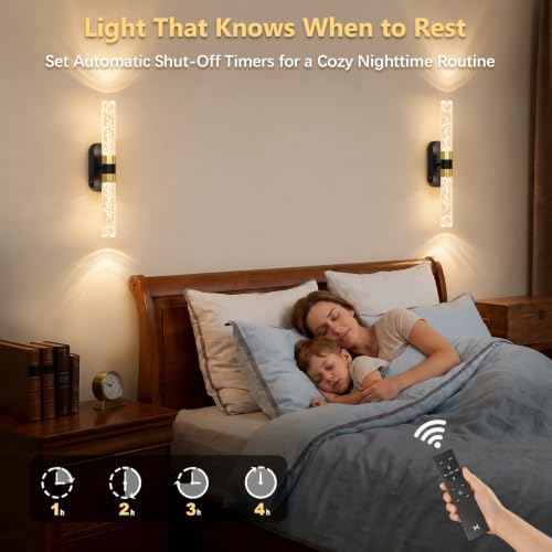 Crystal Battery Operated Wall Sconces Set of 2 for Home Space (2 Count)
