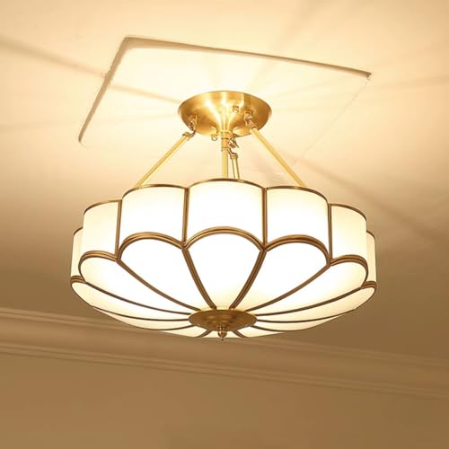 24 Inch Brass Semi Flush Chandelier