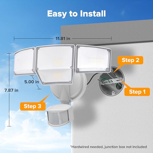 80W 9000LM LED Security Lights Motion Sensor Outdoor Lights (8 Count)