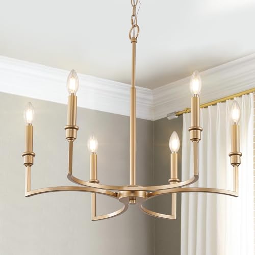 6 Light Candelabra Chandelier Dining Room Gold Chandeliers 26in