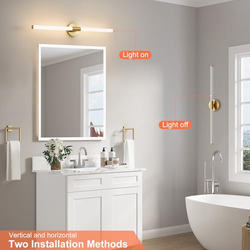 Glod Wall Sconces Set of Two Hardwired LED Vanity Light 31" (2 Count)