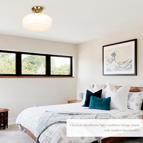 Large Schoolhouse Style Semi Flush Mount Ceiling Light Fixture