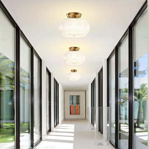 11 Inch Milk Glass Semi Flush Mount Ceiling Light Fixture