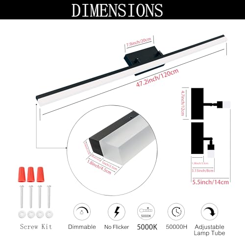 48 Inch Modern Bathroom Light Fixtures Over Mirror