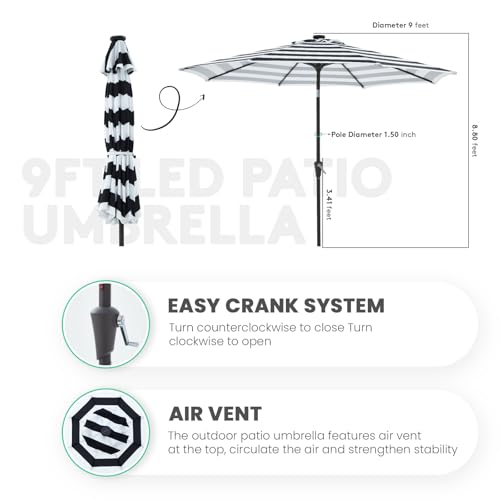 9' Patio Umbrella with Solar Lights