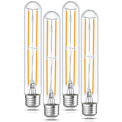 Tubular Light Bulb 7.3 Inch Dimmable T10 LED Bulb E26 6W 60 Watts (4 Count)
