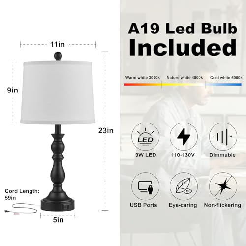 Black Table Lamps Set of 2 (2 Count)