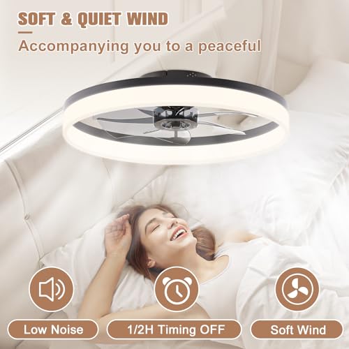 Low Profile Ceiling Fan with Light and Remote