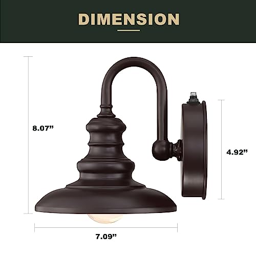 Dusk to Dawn Sensor Outdoor Gooseneck Barn Light Fixture Brown