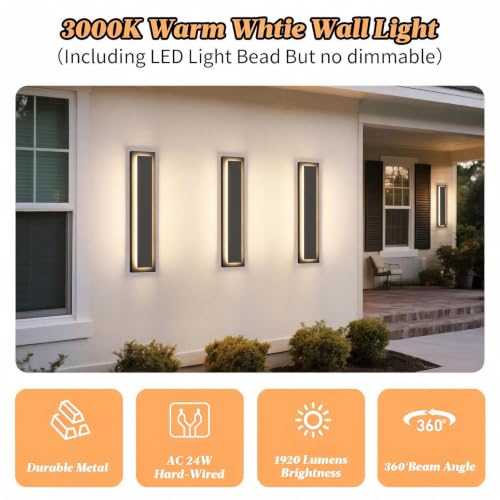 24 in Black Outdoor Wall Light (4 Count)