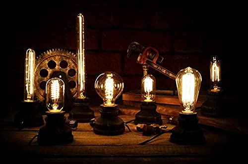 Vintage American Village Style Table Lamps Creative Lights Alloy Metal Water Pipe Night Light