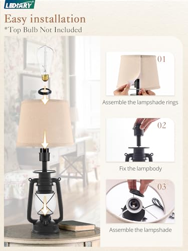 18.72" Black LED Lantern Flickering Flame Table Lamps Set of 2 (2 Count)