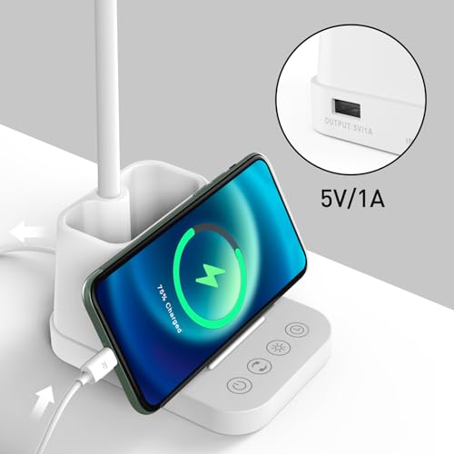 White LED Desk Lamp with USB Charging Port