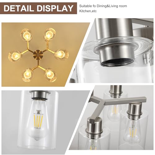 6 Light Modern Farmhouse Brushed Nickel Chandelier (6 Count)