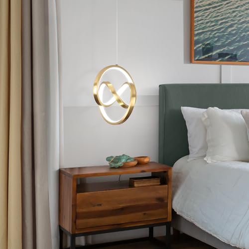 Modern LED Pendant Light Fixtures 5500K Pendant Lights Kitchen Island Lighting Adjustable Height Gold Hanging Lamp for Dining Room Bedroom Living Room (3 Count)