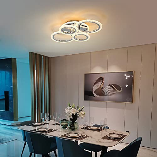 Modern LED Flush Mount Ceiling Light with Remote