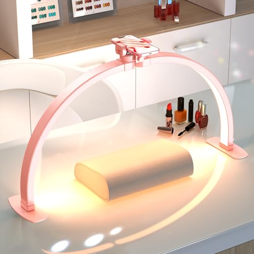 Large Half Moon Nail Desk Lamp with Phone Holder
