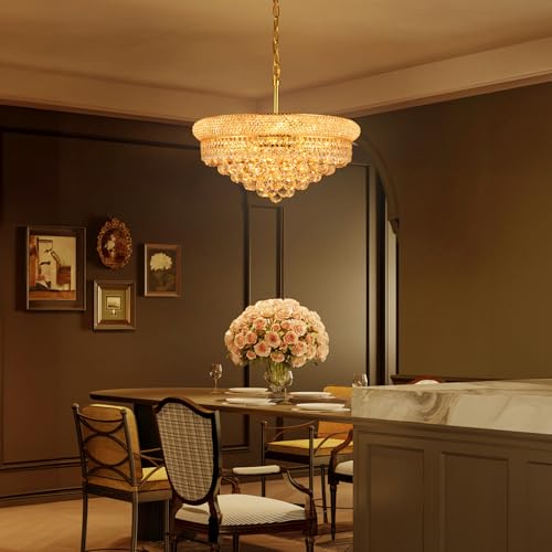 Gold Crystal Chandeliers for Dining Room