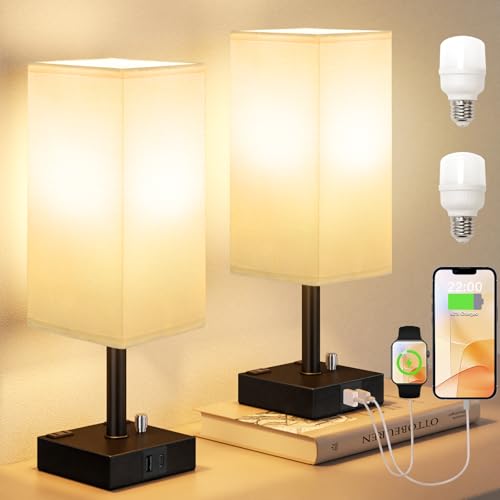 White Bedside Table Lamps Set of 2 (2 Count)