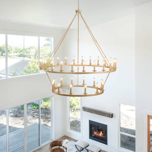 Gold Wagon Wheel Chandelier 2 Tier 53