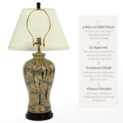 25" Glazed Bamboo Blossom Vase Lamp