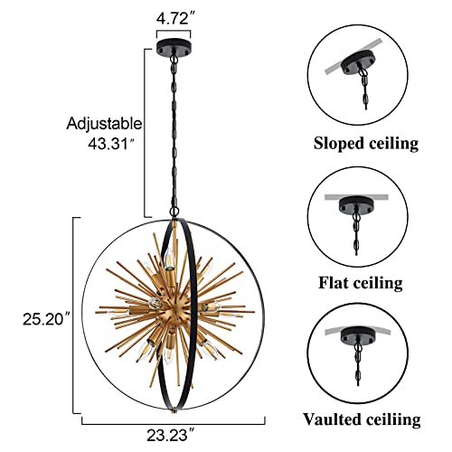 23.2" Black Gold Globe Sputnik Chandelier