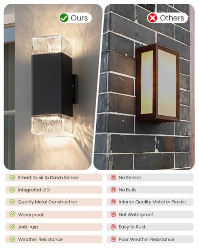 Dusk to Dawn Outdoor Wall Lights 2 Pack