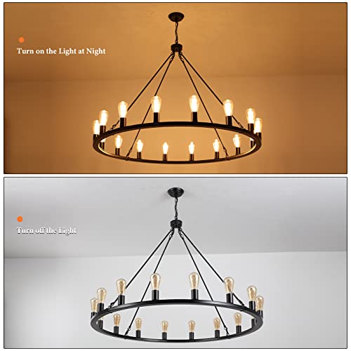 Wagon Wheel Chandelier 16 Light 47" Farmhouse Chandelier for Dining Room