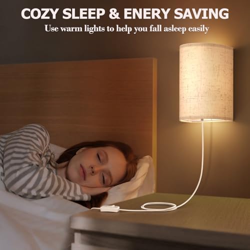 Plug in Wall Sconces Set of Two Wall Lights Lamp with On (2 Count)