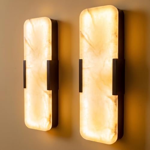 17.72”Natural Alabaster Marble Wall Sconce (2 Count)