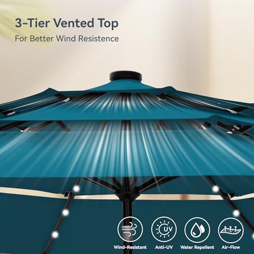 10ft Outdoor Patio Umbrella with Solar Lights